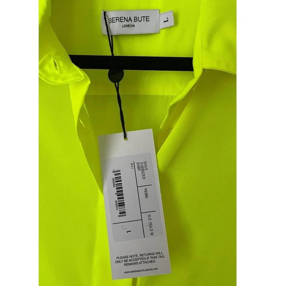NWT Serena Bute London Women's Oversized Shirt Neon Yellow Sz Large - Picture 6 of 7